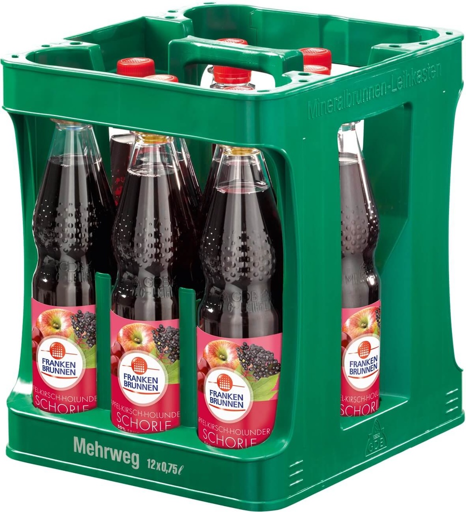 FRANKEN BRUNNEN APFEL-KIRSCH-HOLUNDER-SCHORLE  12 x 0,75 LITER