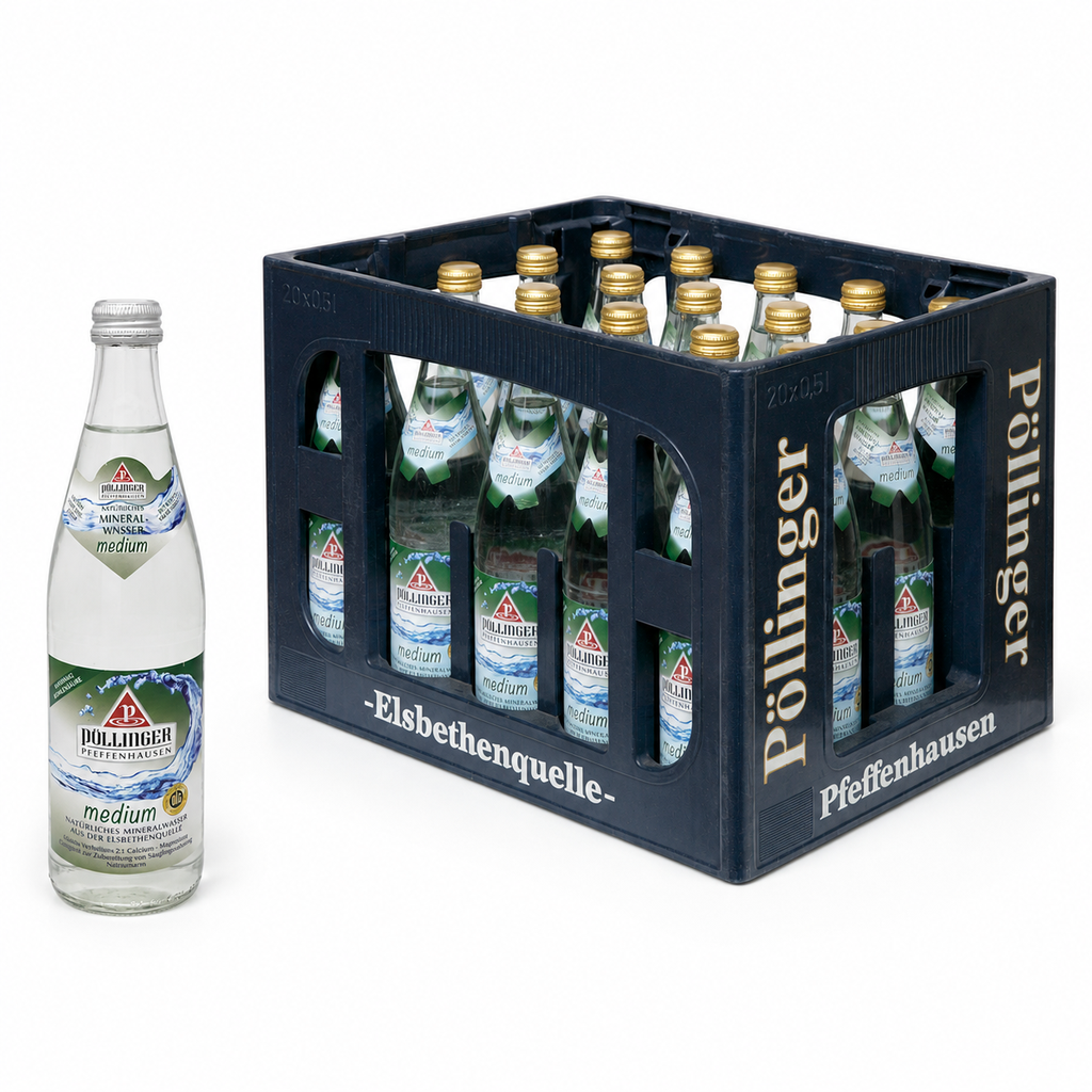 PÖLLINGER ELSBETHENQUELLE MINERALWASSER MEDIUM  20 x 0,5 LITER